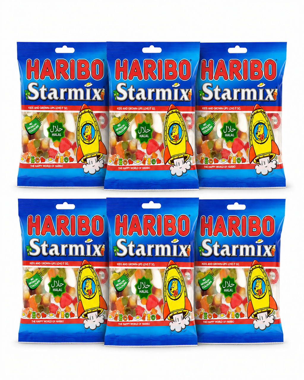 Haribo Starmix Halal – 6 Beutel à 100 g halal Fruchtgummi-Mischung Vorratspack