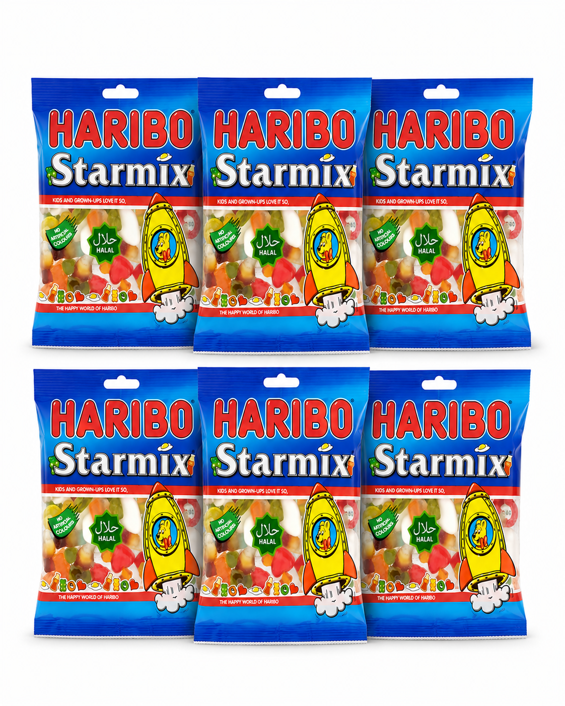 Haribo Starmix Halal – 6 Beutel à 100 g halal Fruchtgummi-Mischung Vorratspack