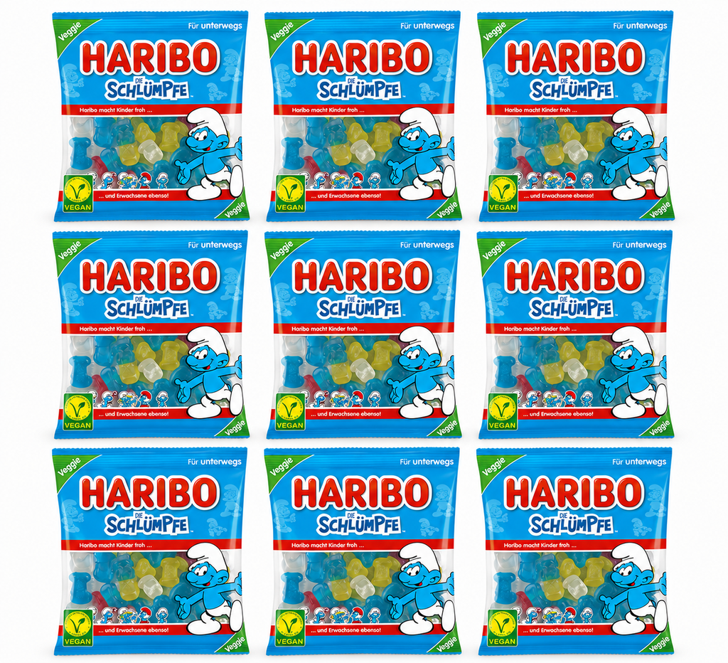 Haribo Schlümpfe Halal – 9 Beutel à 100 g halal Fruchtgummi Großpackung