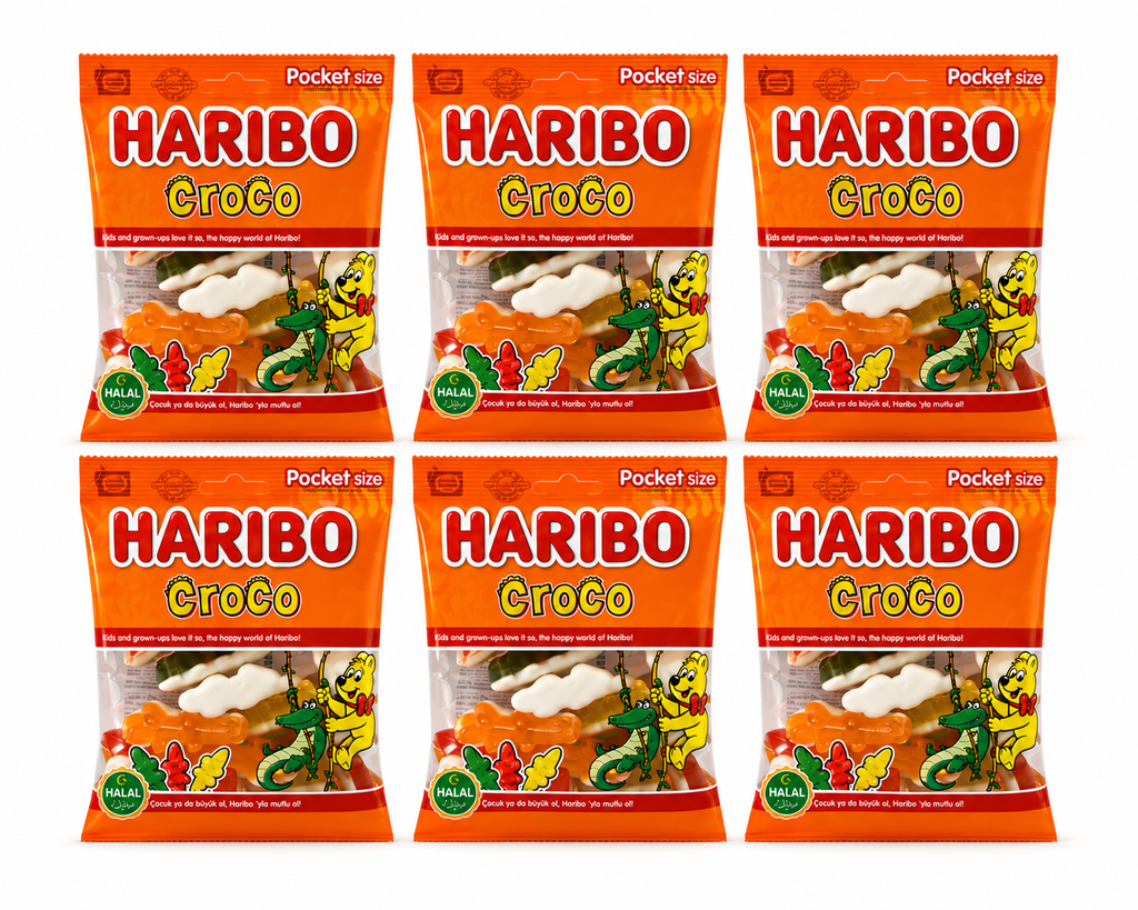Haribo Croco Halal – 6 Beutel à 100 g halal Krokodile Vorratspack