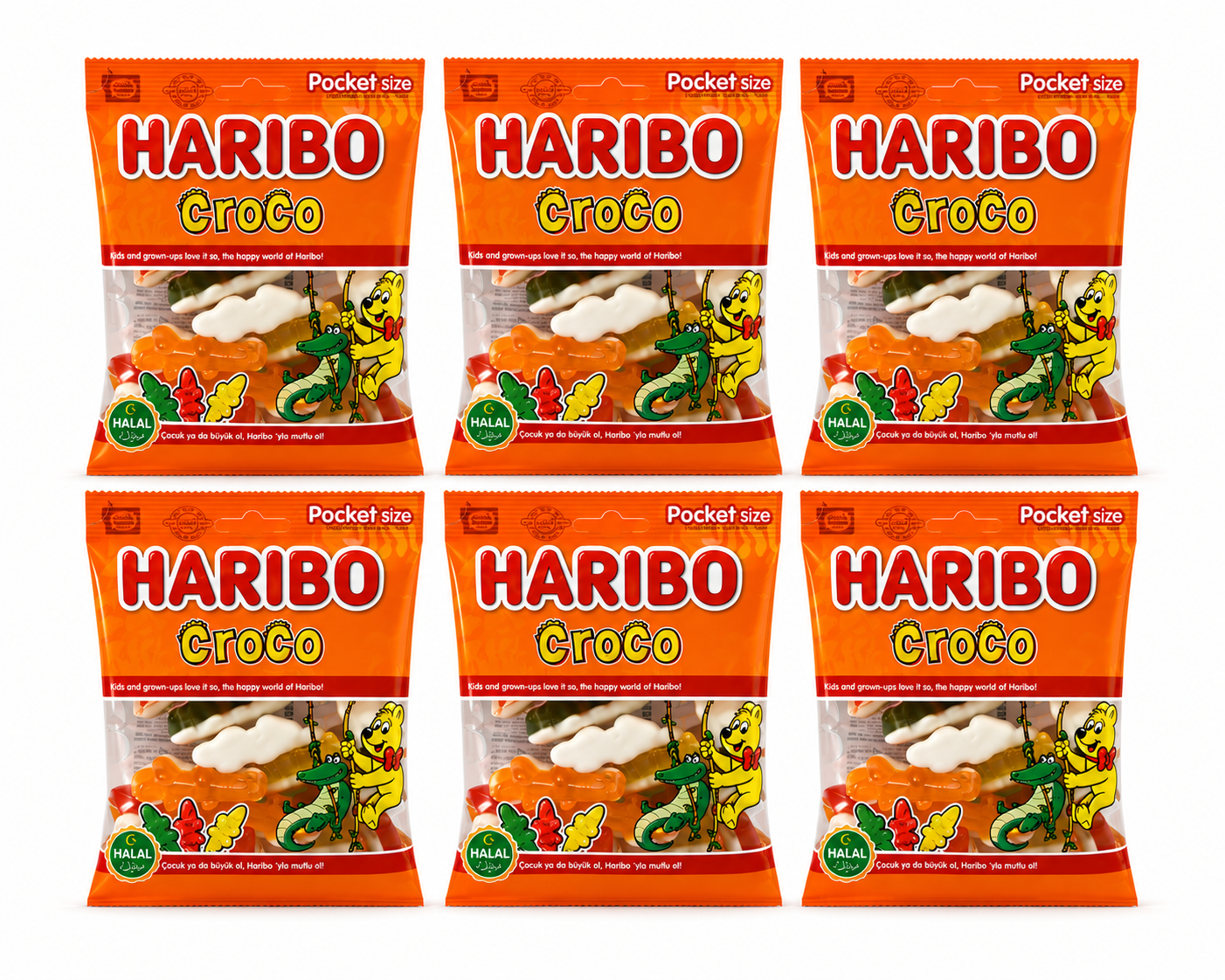 Haribo Croco Halal – 6 Beutel à 100 g halal Krokodile Vorratspack