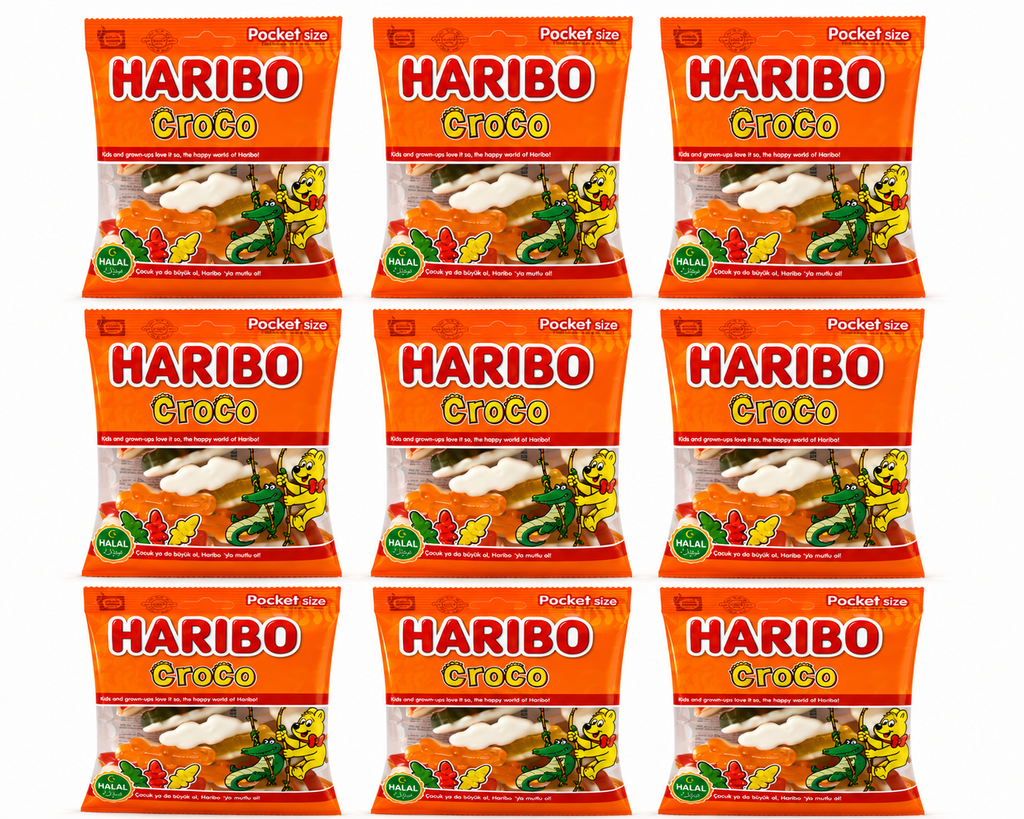 Haribo Croco Halal – 9 Beutel à 100 g halal Krokodile Großpackung