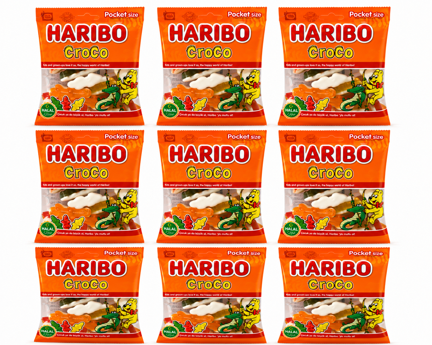 Haribo Croco Halal – 9 Beutel à 100 g halal Krokodile Großpackung