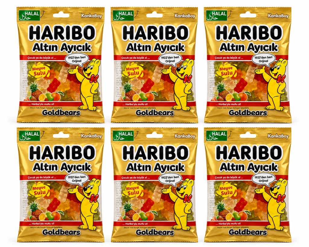 Haribo Goldbears Halal – 6 Beutel à 100 g halal Gummibärchen Vorratspack
