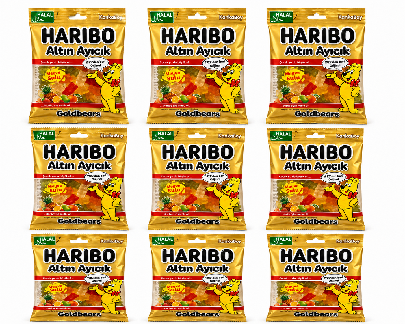 Haribo Goldbears Halal – 9 Beutel à 100 g halal Gummibärchen Großpackung